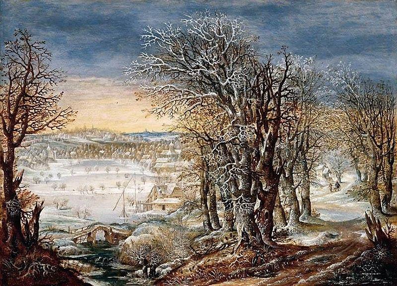 Denis van Alsloot Winter Landscape in the Foret de Soignes, with The Flight into Egypt Germany oil painting art
